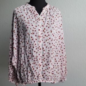 Anna Glover X H&M Floral Button-Up Peasant Top in 100% Lyocell